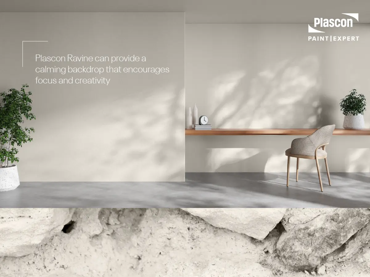 Plascon Ravine can provide a calming backdrop that encourages focus and creativity