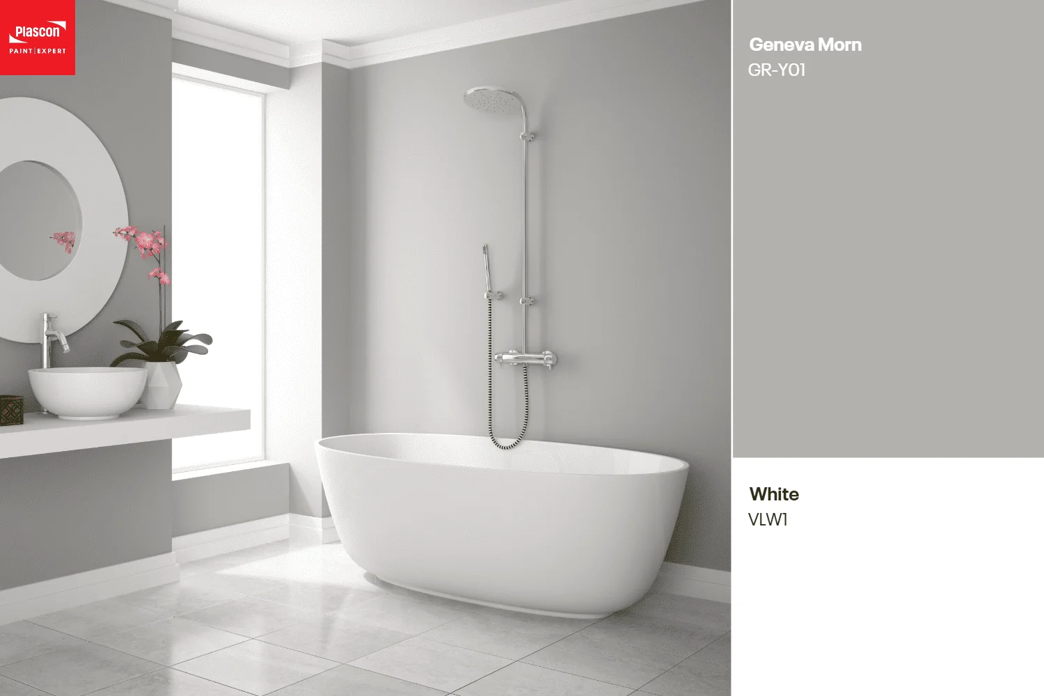 Contemporary Neutral Bathroom - Geneva Morn | White