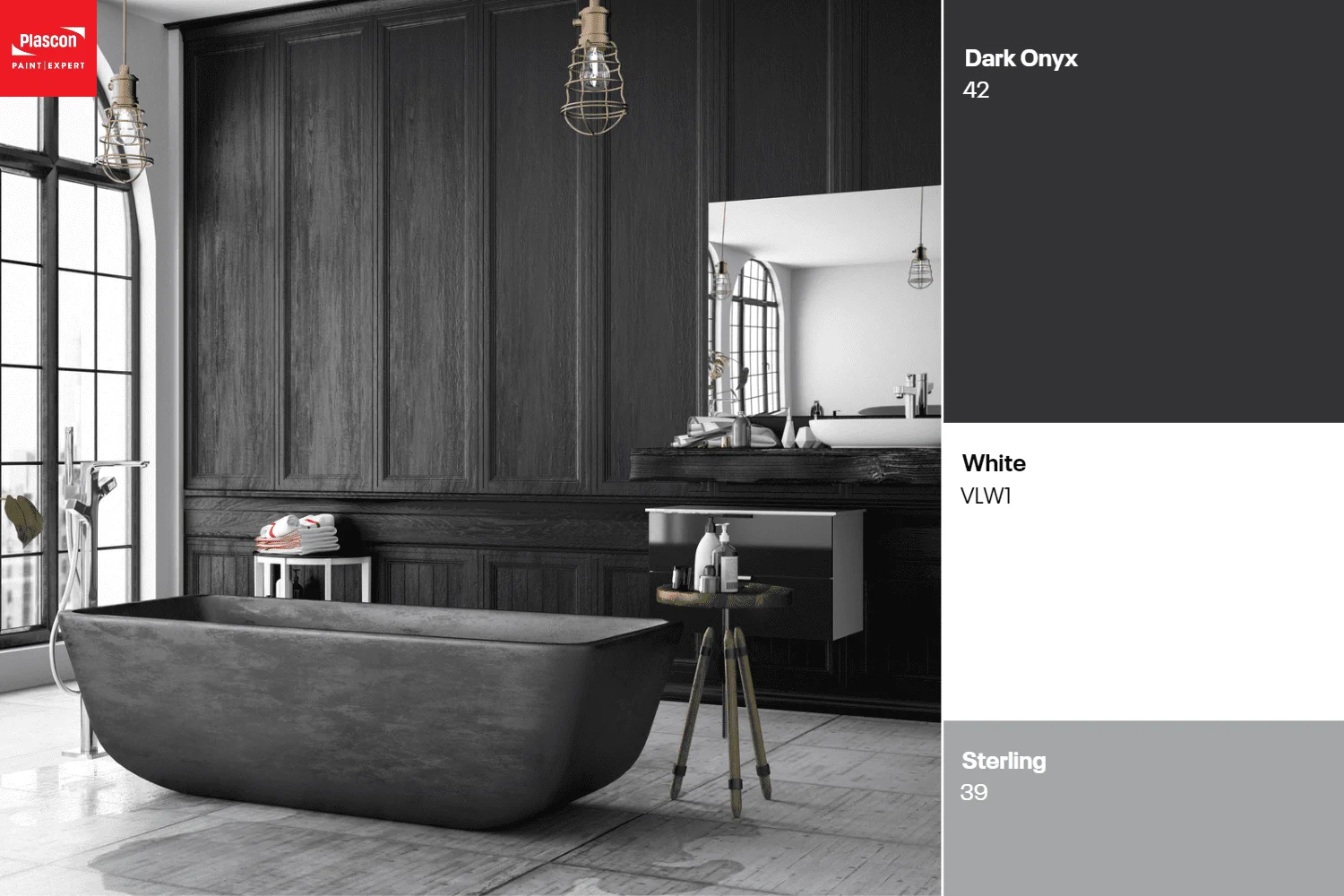 Industrial Bathroom - Dark Onyx | White | Sterling