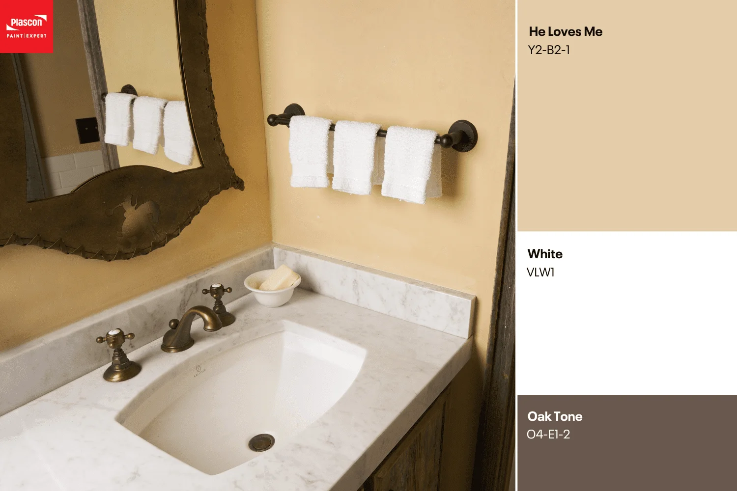 Rustic Bathroom - He Loves Me | White | Oak Tone